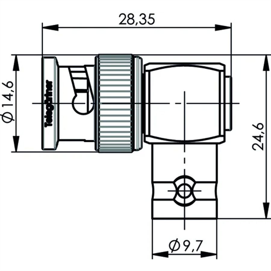TELEGÄRTNER BNC-Verbinder 50 Ohm gewinkelt Stift / Buchse