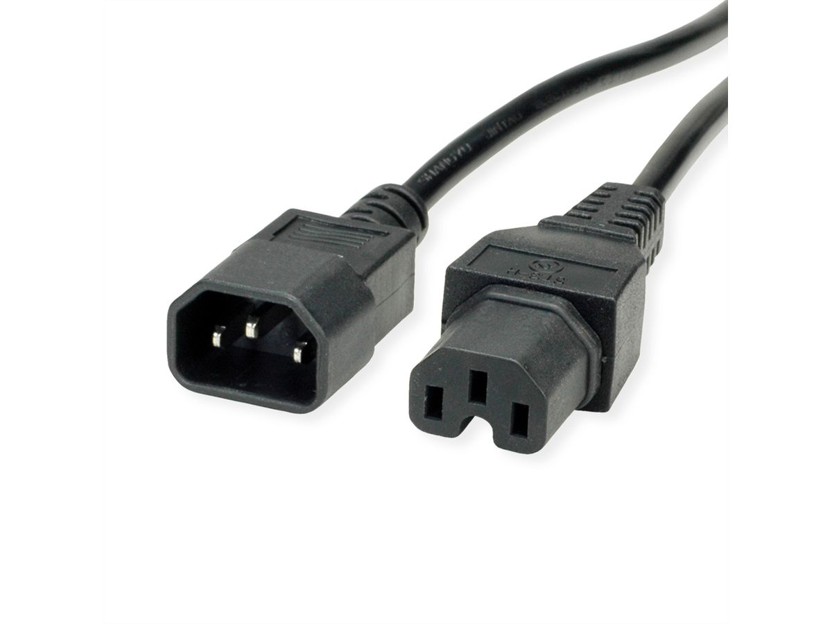 VALUE Netzkabel IEC320/C14 Stecker - C15 Buchse, H05RN-F, schwarz, 1,8 m