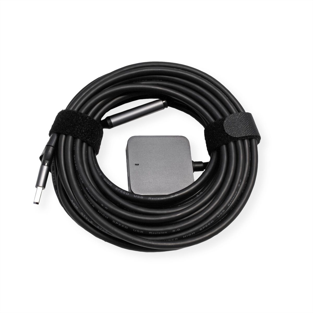VALUE USB 3.2 Gen 1 Hub, 4 Ports (2x USB-A + 2x USB-C), mit Verlängerungskabel, schwarz, 10 m