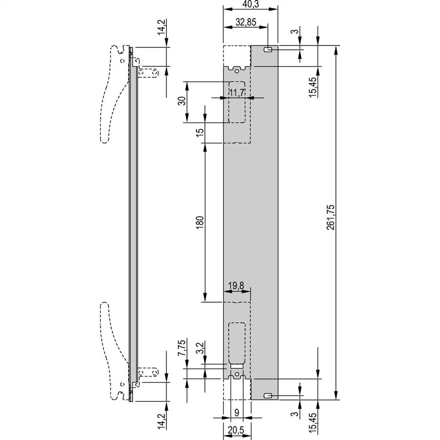 SCHROFF Frontplatte für XL-Griff, 8 TE - FRONTPLATTE XL 6HE 8TE