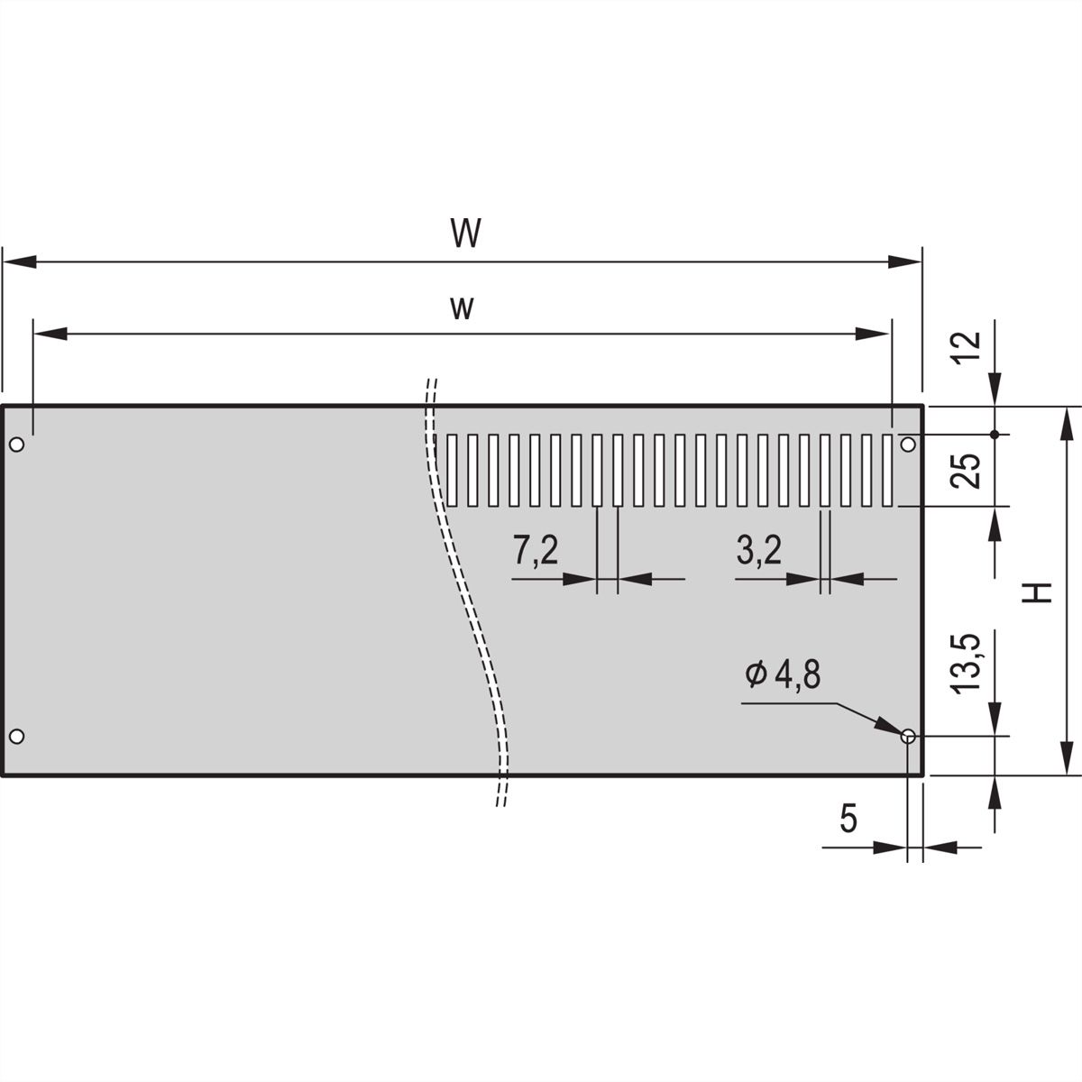 SCHROFF Rückwand, ungeschirmt, 6HE 84TE Perforation