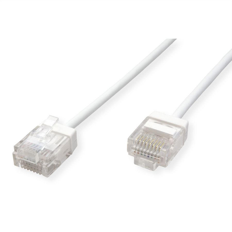 ROLINE UTP DataCenter Patchkabel Cat.6A (Class EA), LSOH, slim, extra kurzer Stecker, weiß, 5 m