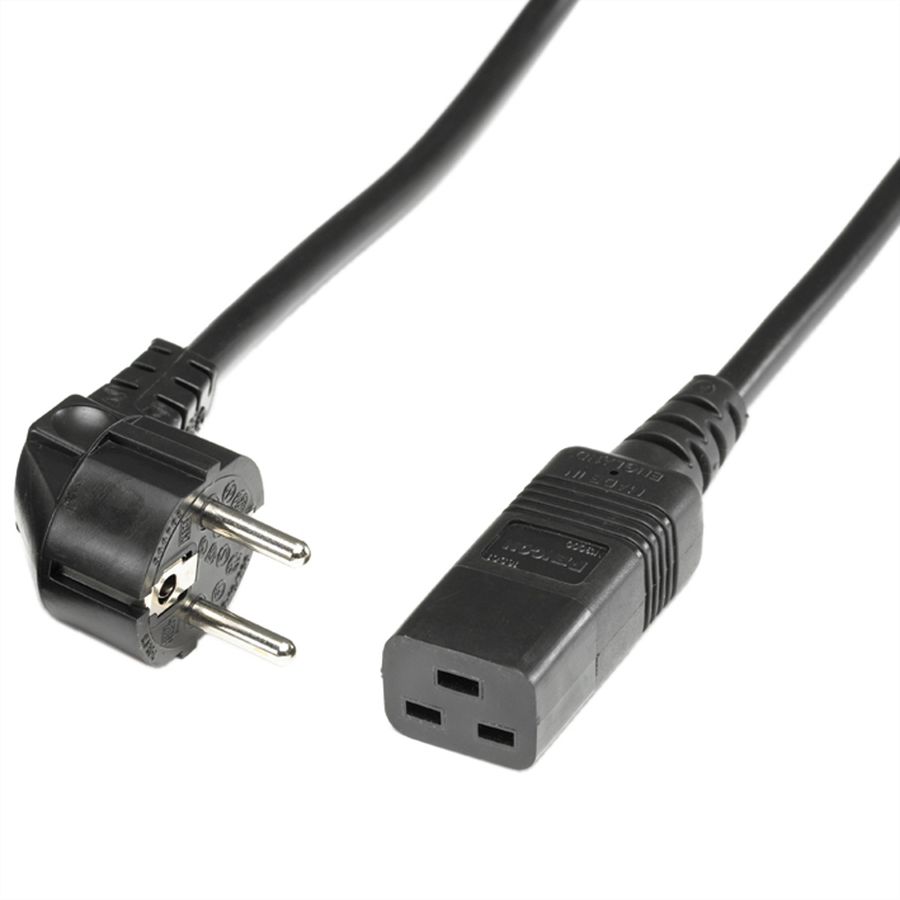 BACHMANN Netzkabel Schutzkontakt - IEC320-C19 16A/250V, schwarz, 0,5 m