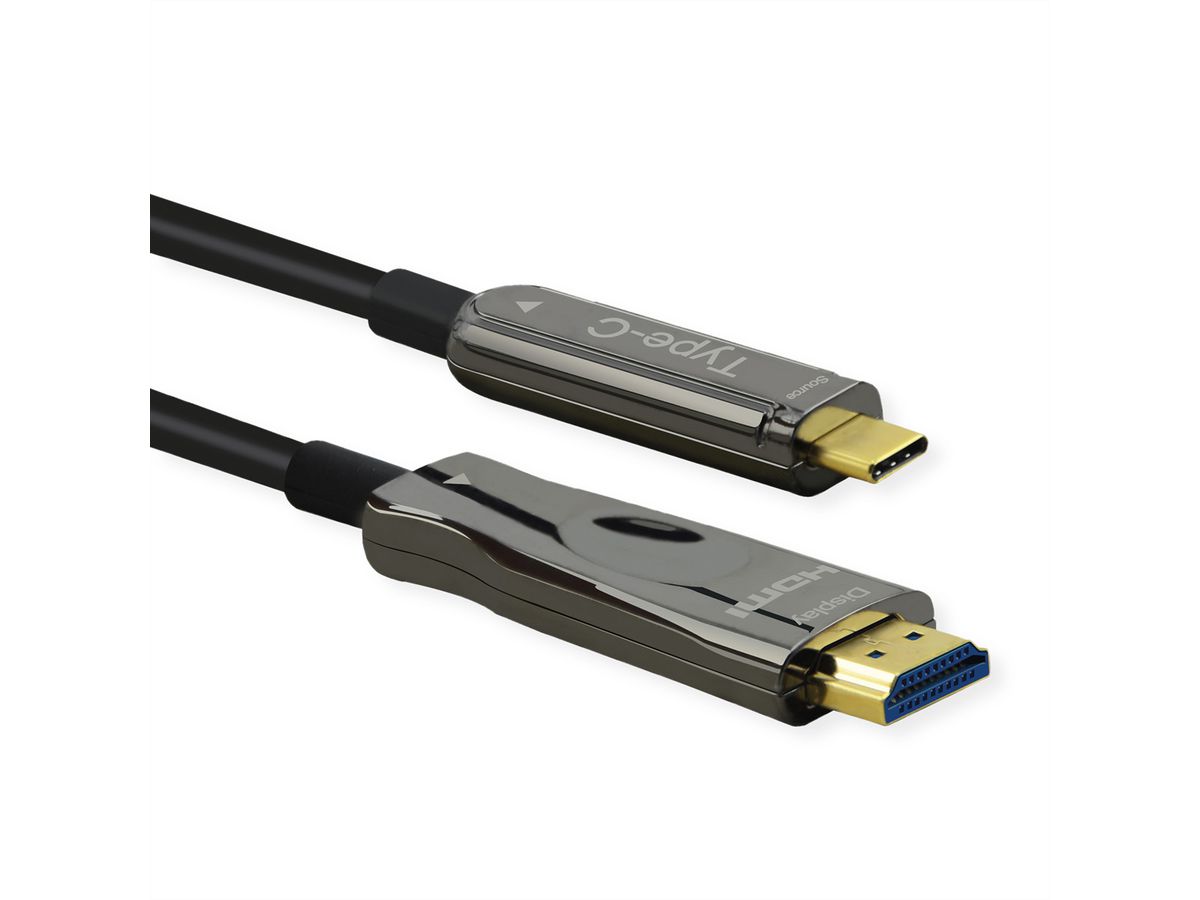 ROLINE USB Typ C - HDMI (AOC) Adapterkabel, ST/ST, 4K60, 30 m