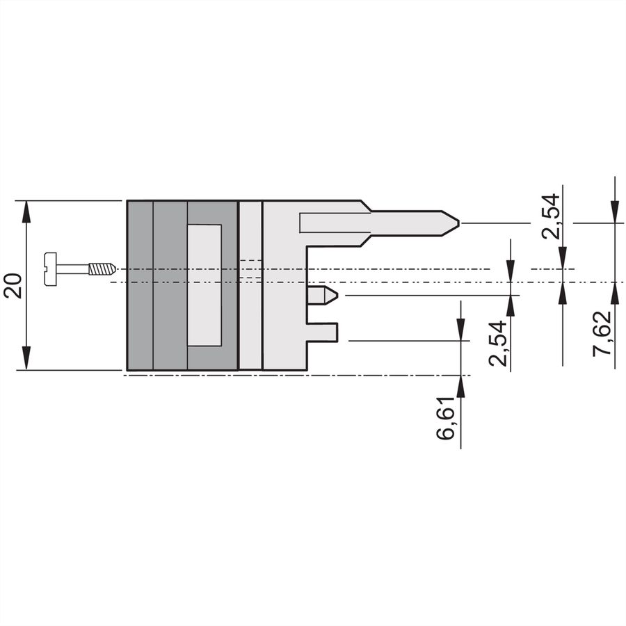 SCHROFF IET-Griff mit 0,1 Zoll Versatz - IET-GRIFF OB O SW/GR 100ST