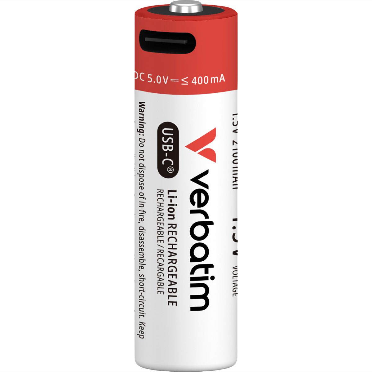 VERBATIM AA-Akkus mit USB-C-Anschluss Li-Ion 2100mAh 4er Pack