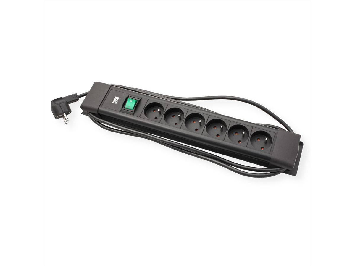 BACHMANN CONNECTUS 6xUTE, 1xSchalter 2,0m CEE7/7 Schwarz