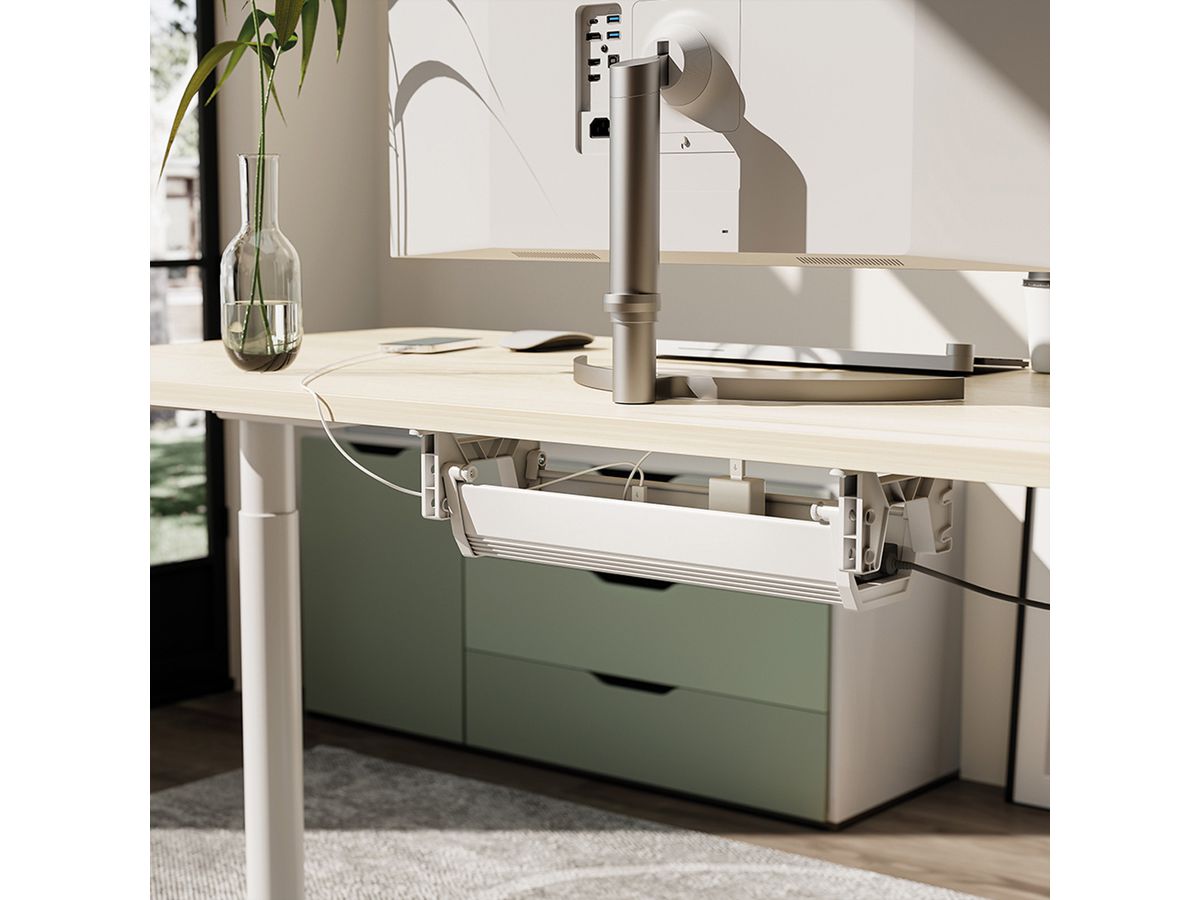 ROLINE Easy2Open Kabelkanal, Untertischmontage, weiß, 44,9 cm