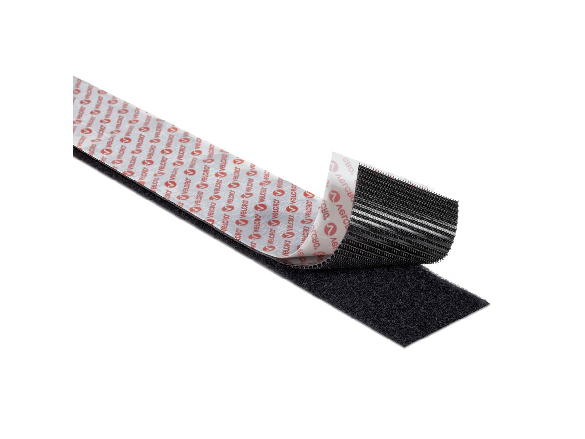 VELCRO® Klettband Extra Stark Selbstklebend, Haken & Flausch 50mm x 5m Schwarz