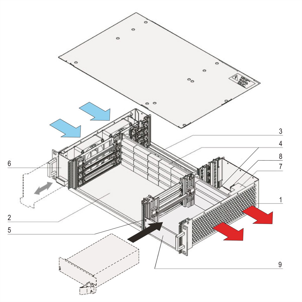 SCHROFF 2 HE, 4 Slot, mit Rear I/O, für 19"-Netzgerät - BGTR 2HE 275T 4SL CPCI 19"