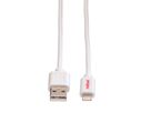 ROLINE USB 2.0 Sync- & Ladekabel mit Lightning Connector, weiß, 0,15 m