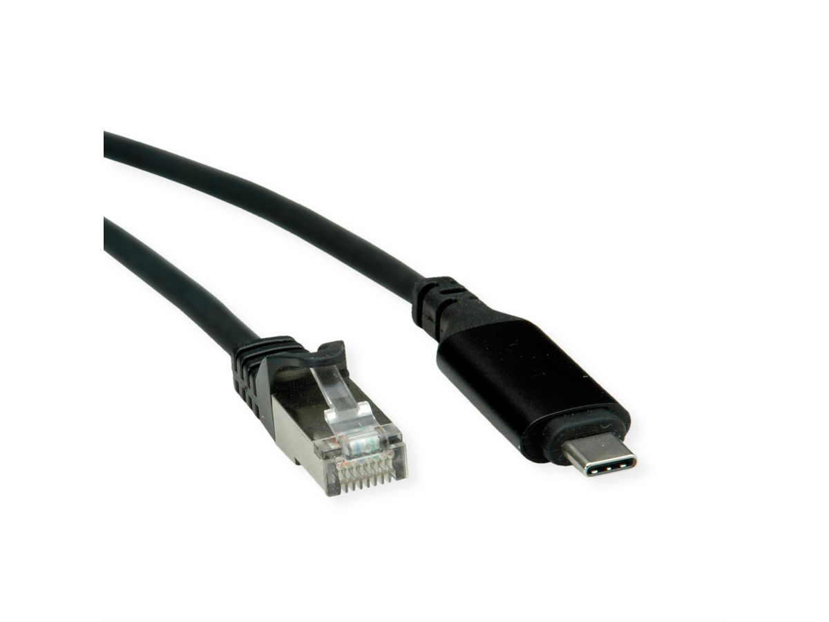 ROLINE USB 3.2 Gen 2 Typ C zu Gigabit Ethernet Konverterkabel, schwarz, 1 m