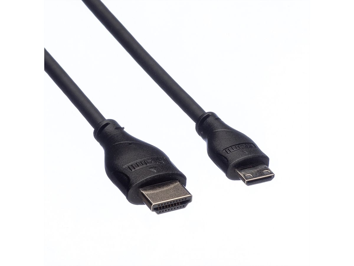 ROLINE HDMI High Speed Kabel mit Ethernet, HDMI ST - Mini HDMI ST, 0,8 m