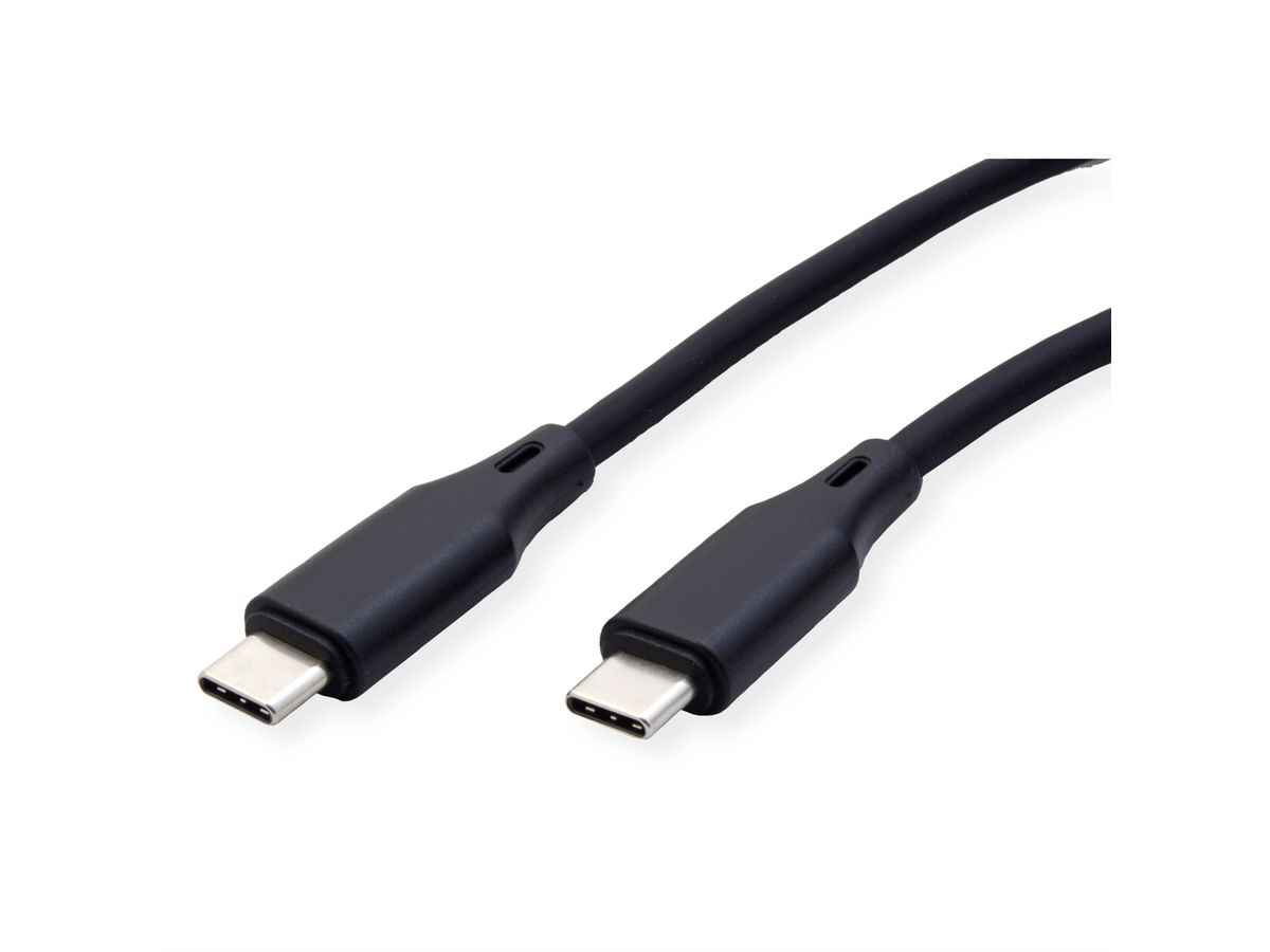 ROLINE USB 2.0 Kabel, Typ C-C, ST/ST, Silikon, 60W, schwarz, 1 m