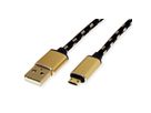 ROLINE GOLD USB 2.0 Kabel, Typ A ST - Micro B ST (reversibel), 0,8 m