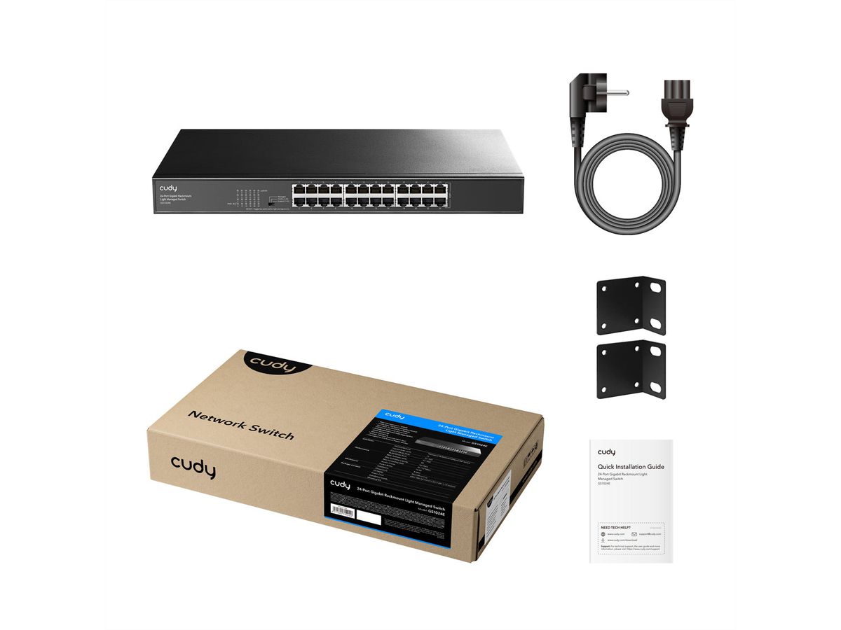CUDY GS1024E 24-Port Gigabit Switch Light Managed Rackmount
