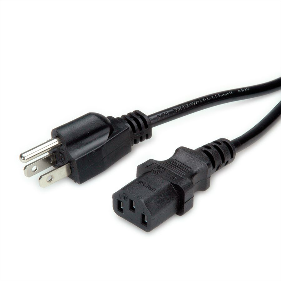 VALUE Netzkabel NEMA-5 auf C13 für USA, schwarz, 1,8 m