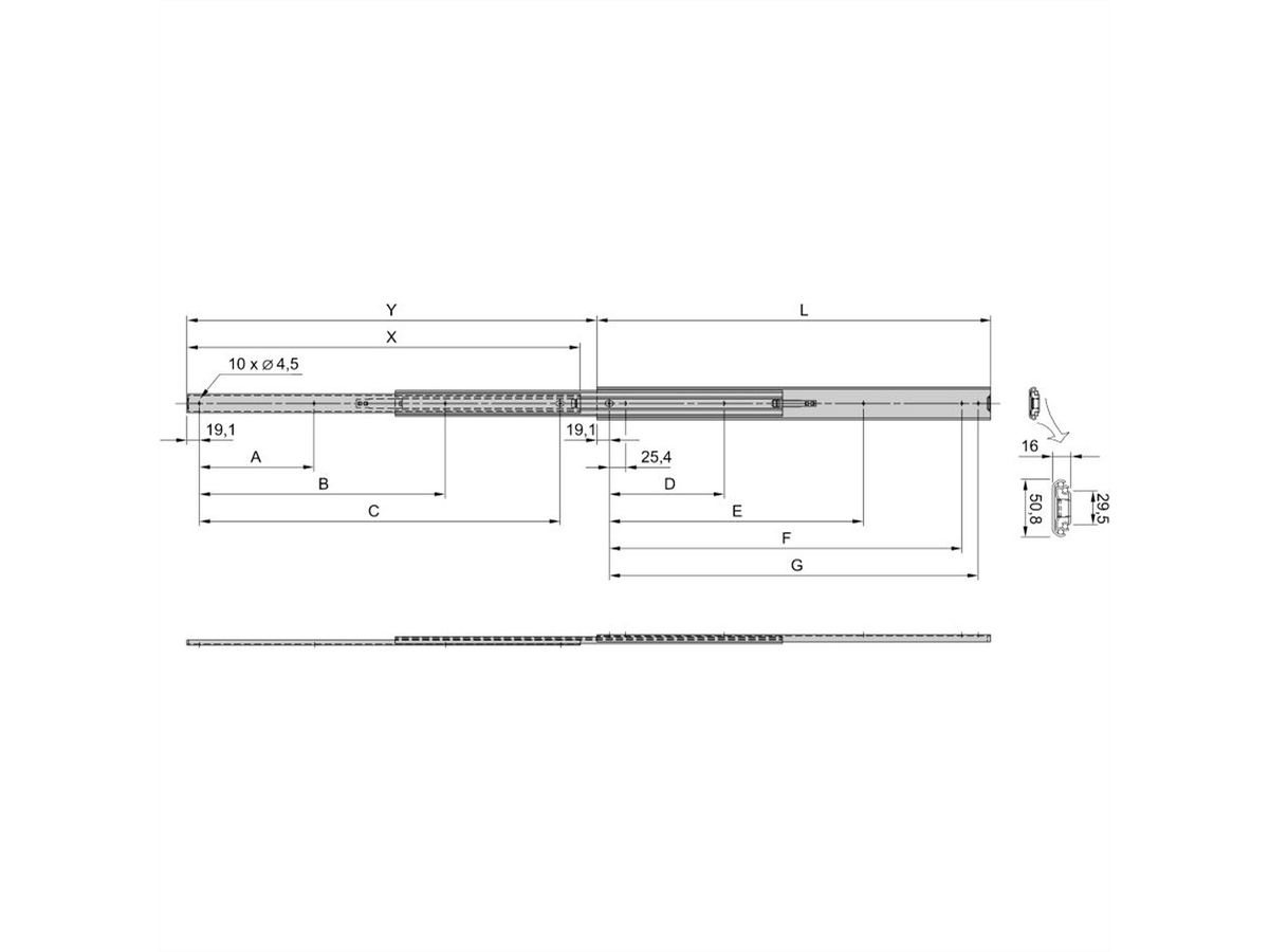 SCHROFF Universal 2 HE Teleskopschiene - TELESK.SCH.UNIV.2HE 406T (2X)