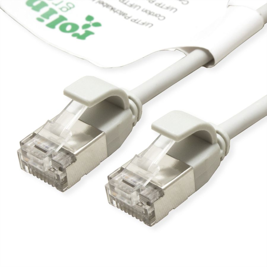 ROLINE GREEN U/FTP Patchkabel Cat.6A (Class EA), LSOH, slim, grau, 0,15 m