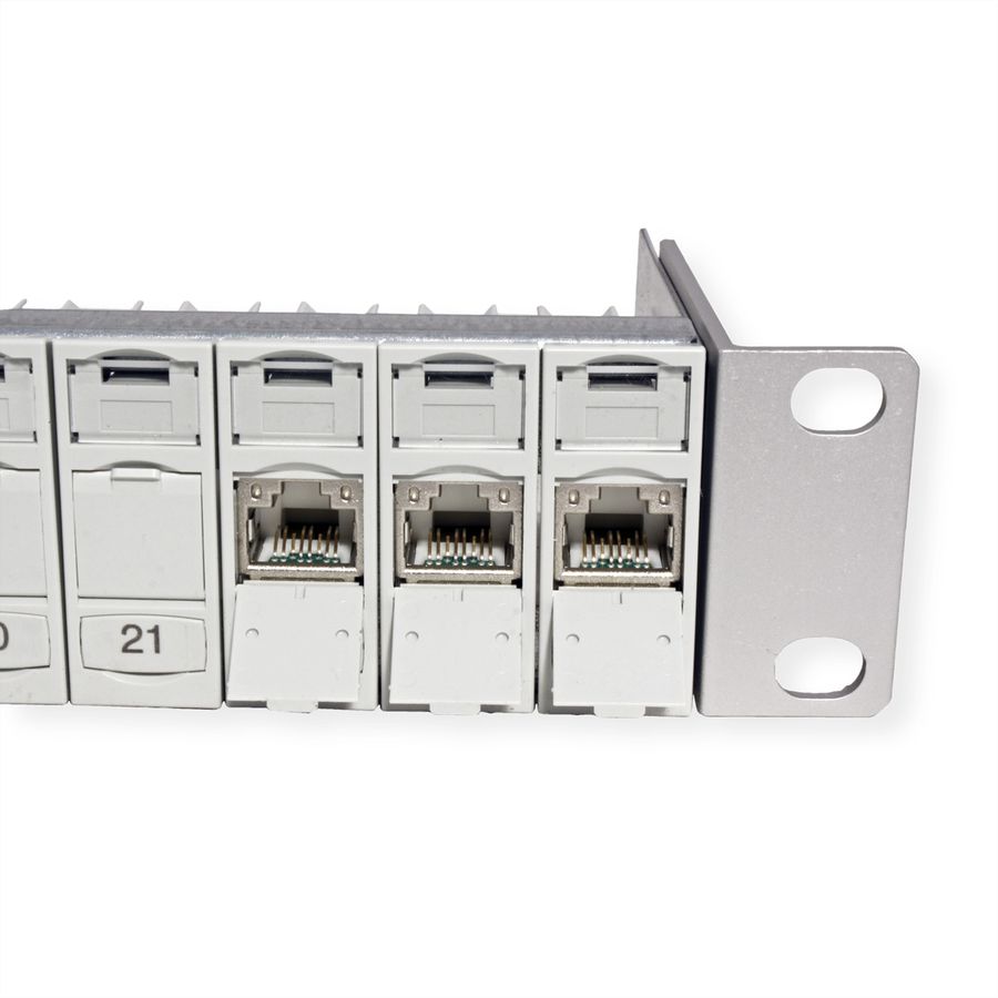 METZ CONNECT 19"-Panel 1HE bestückt mit 24 E-DAT Modulen Cat.6A (Class EA)