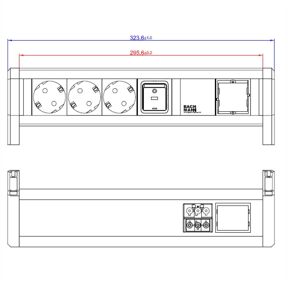 BACHMANN DESK 1x Schalter 3x Schutzkontakt 1x ABD GST18