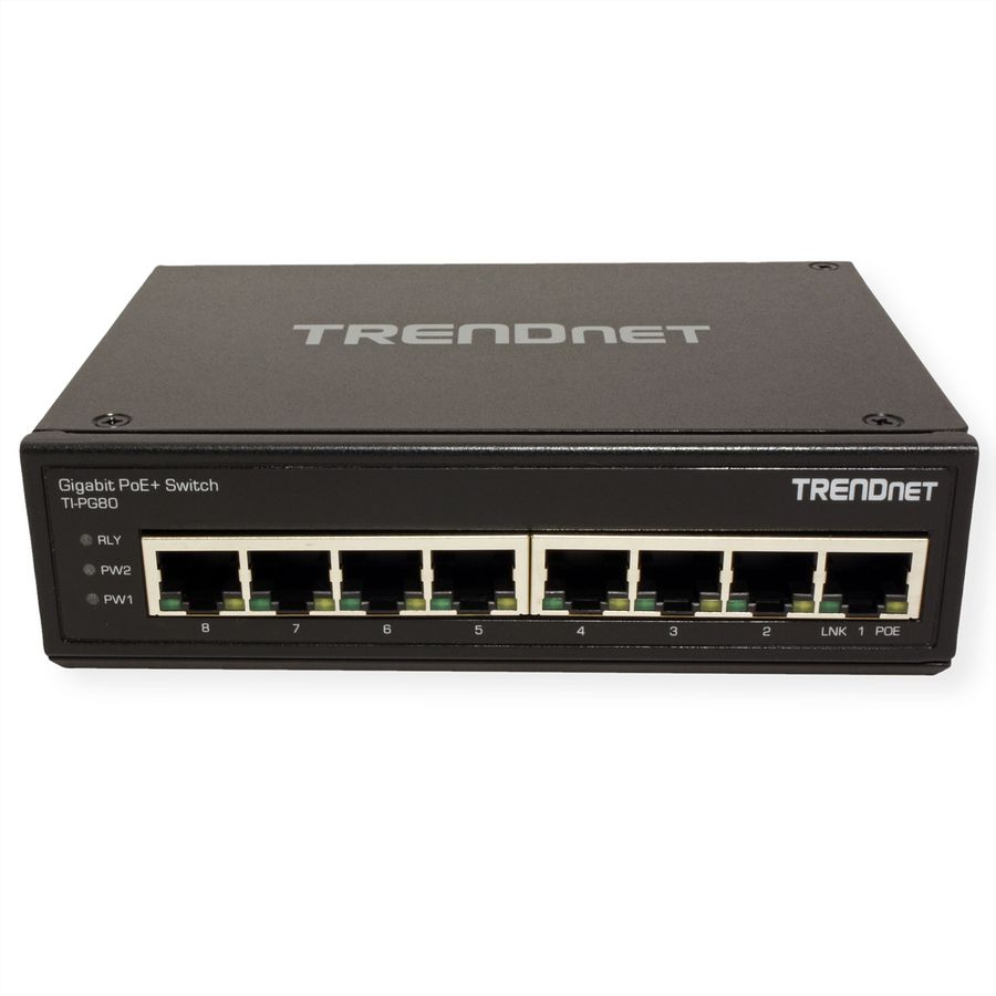TRENDnet TI-PG80 8-Port Gehärteter Industrieller Gigabit PoE+ DIN-Rail Switch