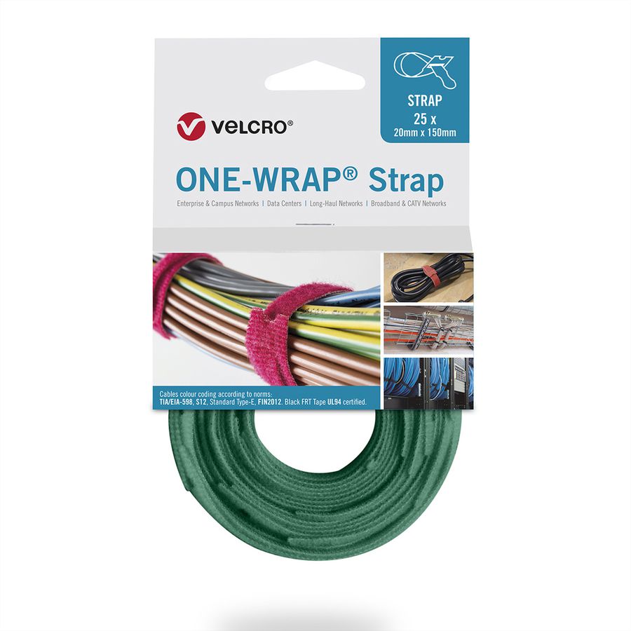 VELCRO® One Wrap® Strap 20mm x 230mm, 25 Stück, grün