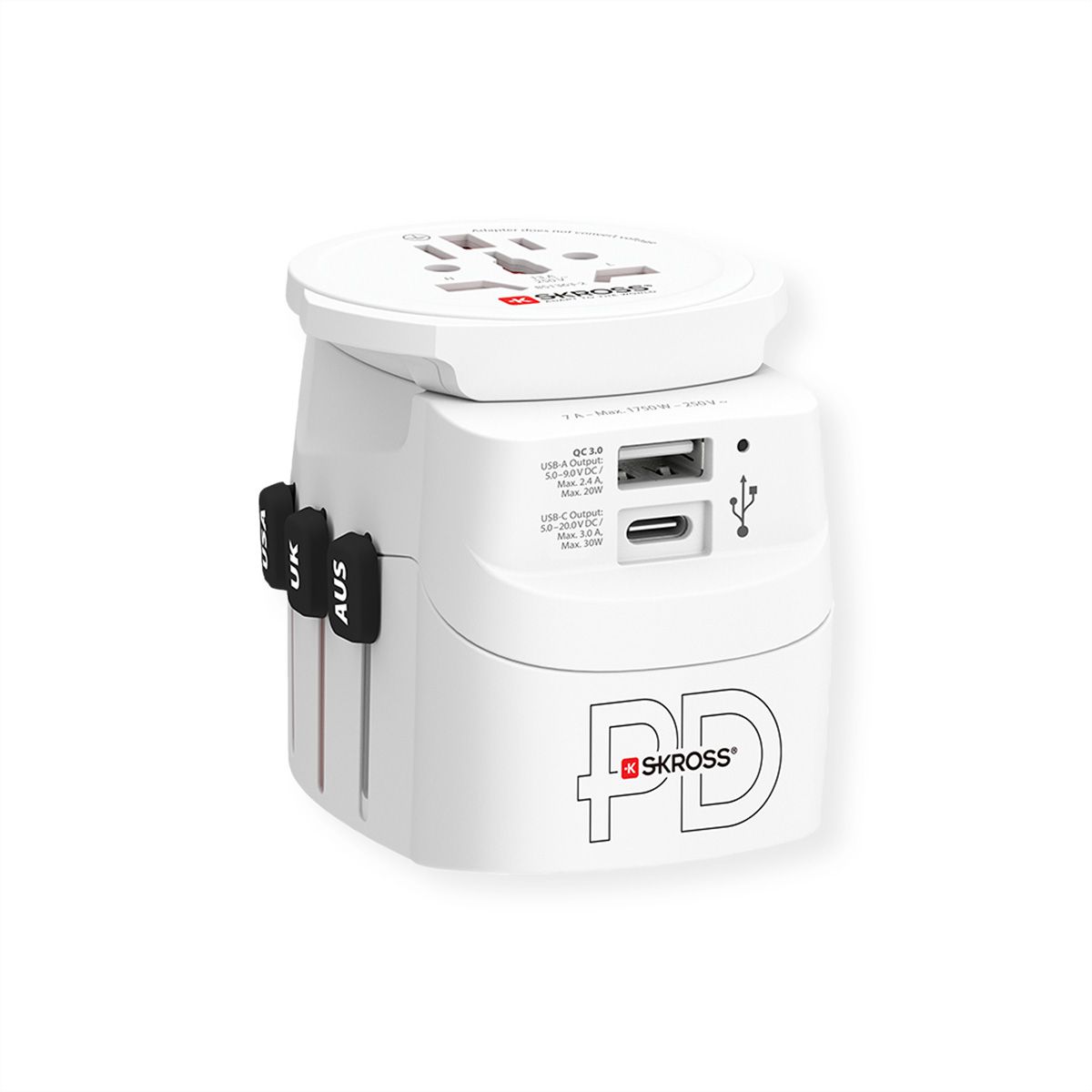 Skross PRO Light USB A/C 30PD World Reiseadapter, Weltweit