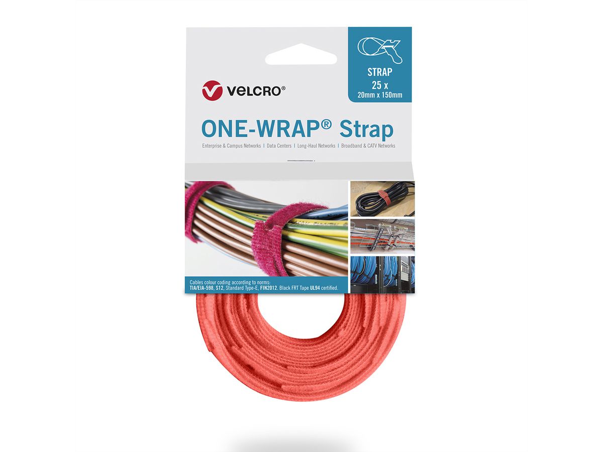 VELCRO® One Wrap® Strap 20mm x 230mm, 25 Stück, orange