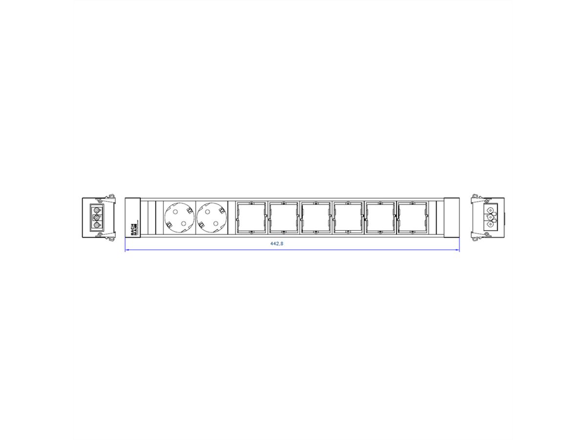 BACHMANN CONFERENCE TOP FRAME X-Large Einsatz 2x Schutzkontakt 6x ABD