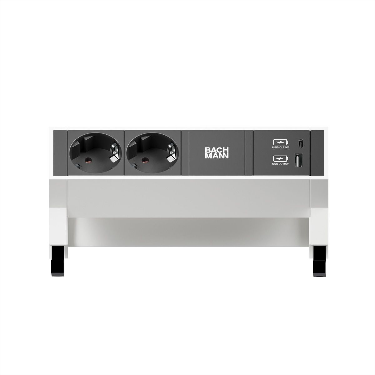 BACHMANN DESK2 2xSchutzkontakt USB A&C, USB Charger 22W 0,2m GST18 weiss