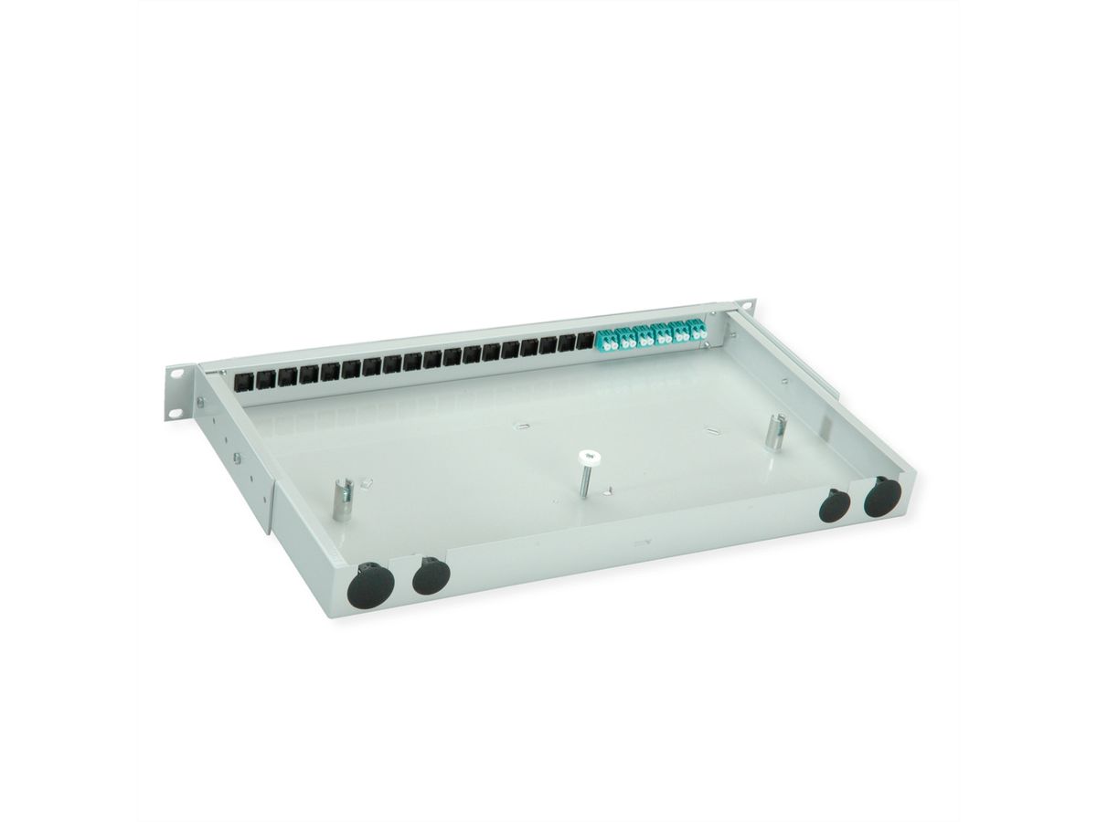 TELEGÄRTNER BASIS V LWL-Panel mit Kupplungen, 6x LC Duplex, türkis, OM3