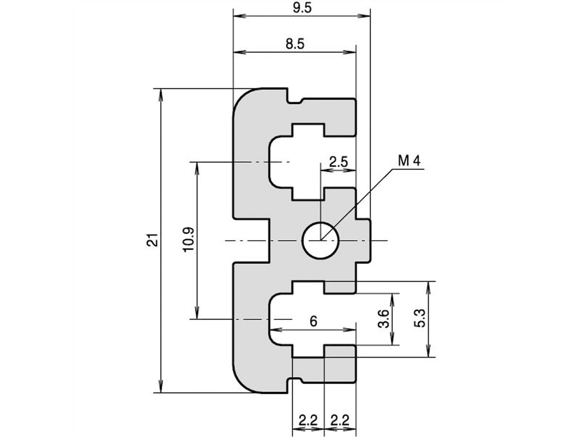 SCHROFF Modulschiene mitte, Typ ST - MODULSCH. MITTE 1MT ST