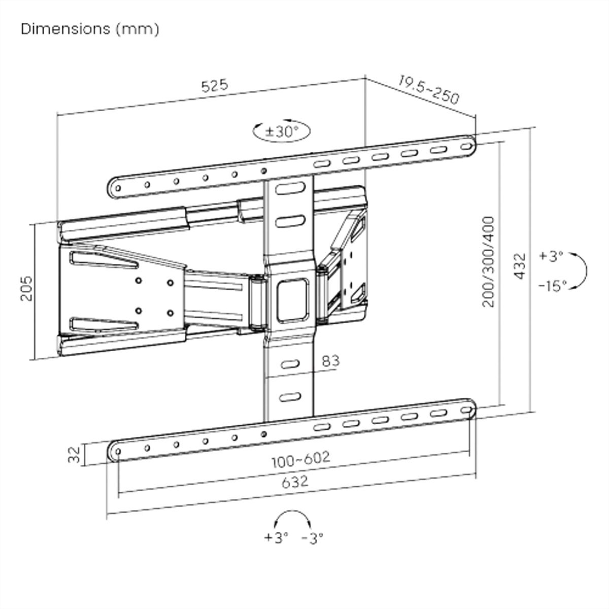 VALUE TV-Wandhalterung, ultra-slim, 43-90 Zoll, bis 50 kg