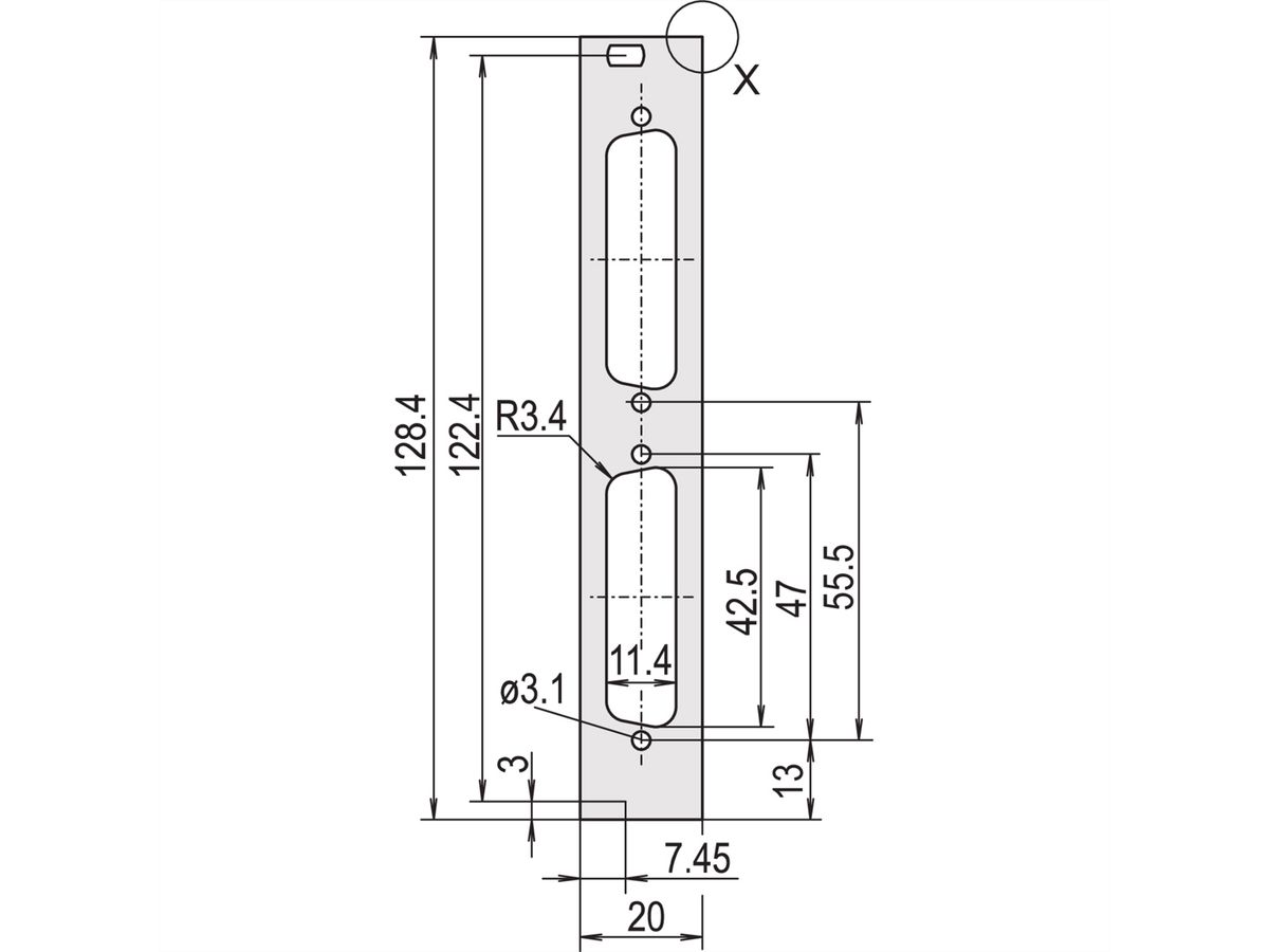 SCHROFF Frontplatten für D-Sub Steckverbinder - TEILFRONTPL.3HE 4TE 2X25 DC