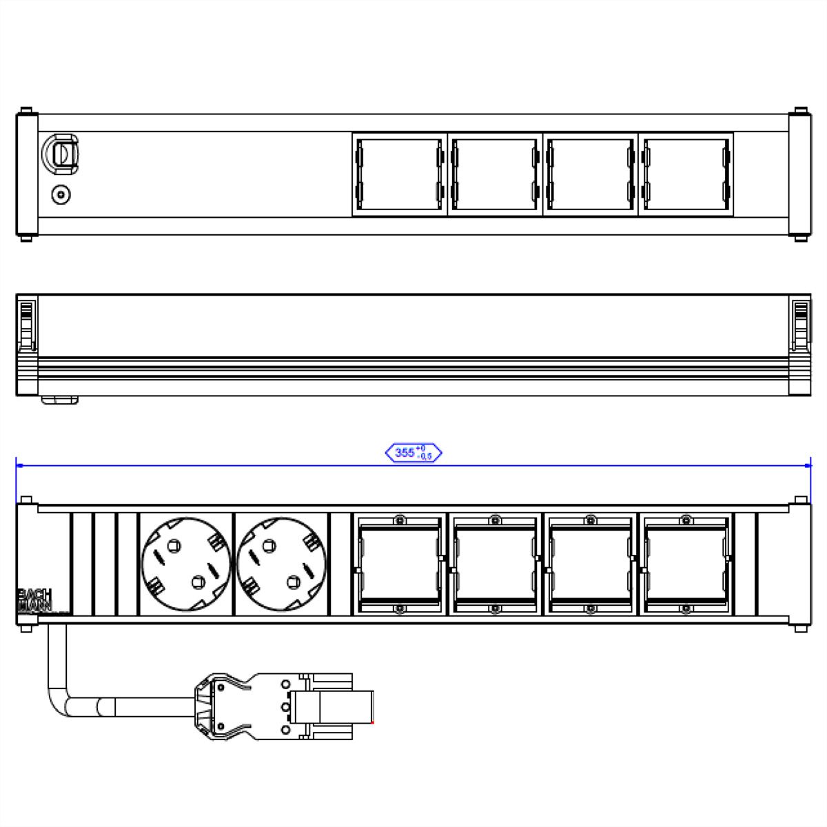 BACHMANN CONI Large 2x Schutzkontakt 4x ABD