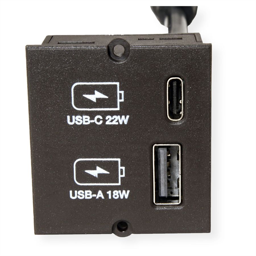 BACHMANN Custom Modul USB Charger Typ A & C 22W, Quickcharge, schwarz