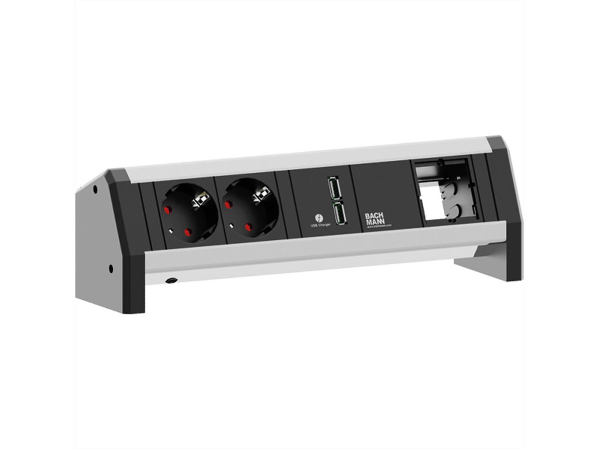 BACHMANN DESK 2x Schutzkontakt 1x USB Charger 1x ABD , GST18 Buchse, 0 m