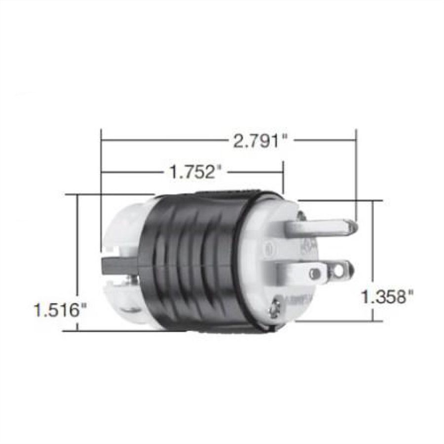 BACHMANN USA-Stecker, 2-polig, 3-adrig, 15A/125V, schwarz