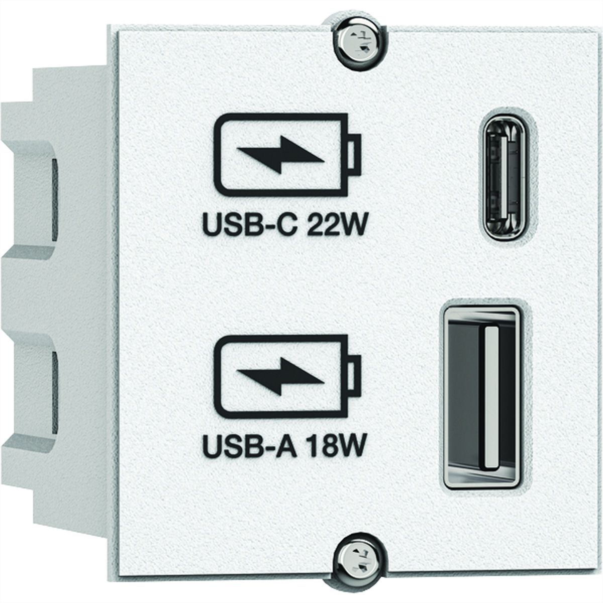 BACHMANN Custom Modul USB Charger Typ A & C 22W, Quickcharge, weiß