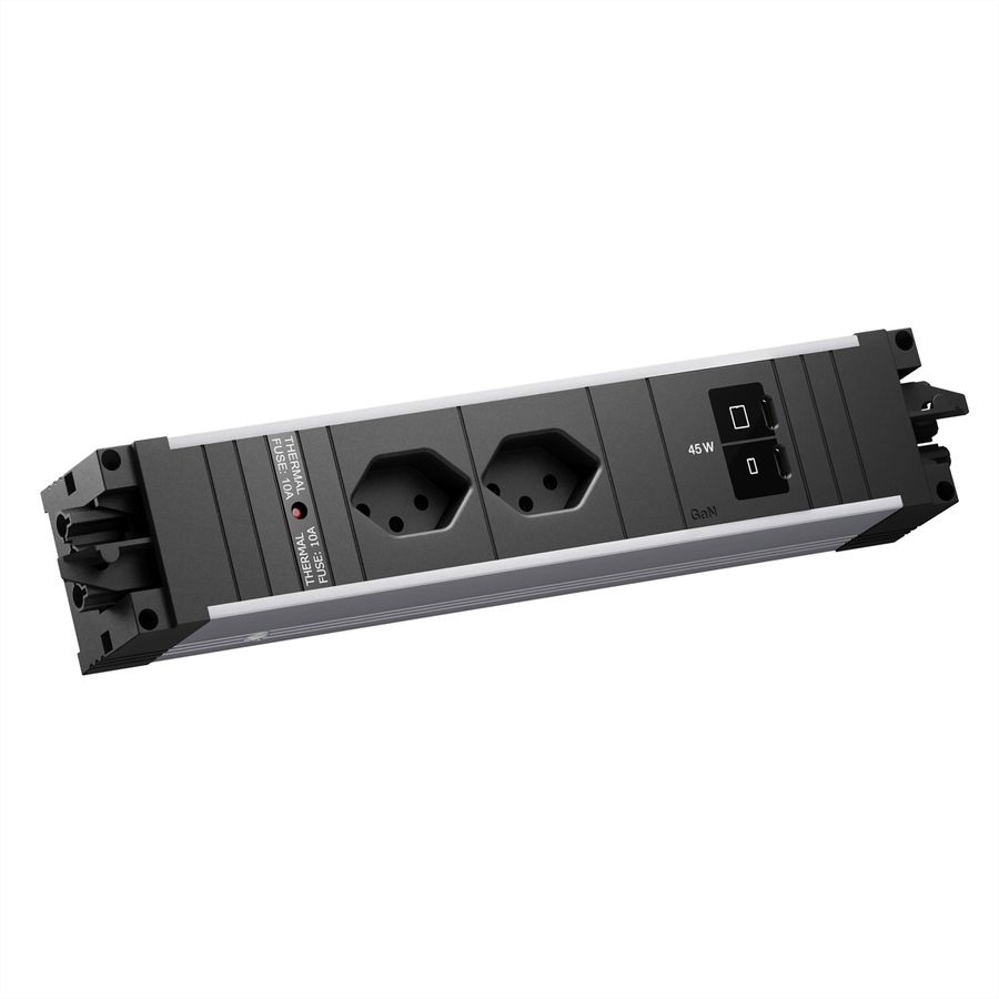 BACHMANN STEP ALU 2xCH 90°, 1xUSB C/C 45W