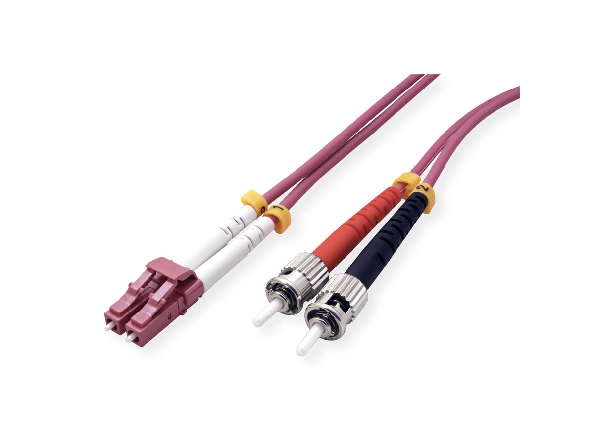 VALUE LWL-Kabel 50/125µm OM4, LC/ST, violett, 2 m