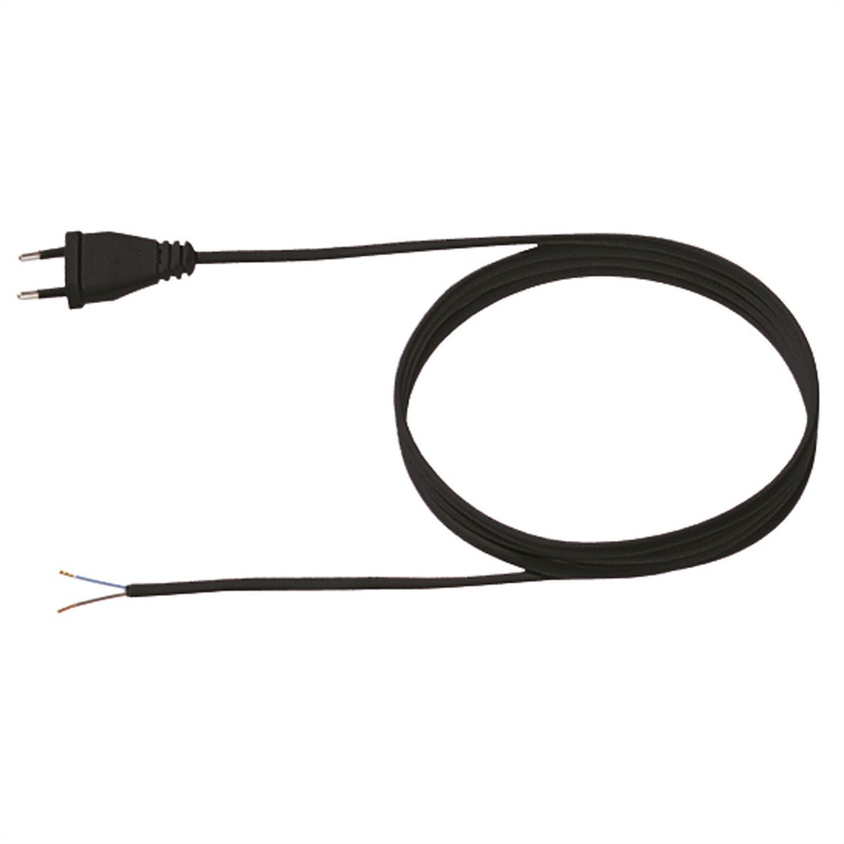 BACHMANN Zuleitung 2x0,75 3m schwarz, H03VVH2-F Eurostecker unverpackt