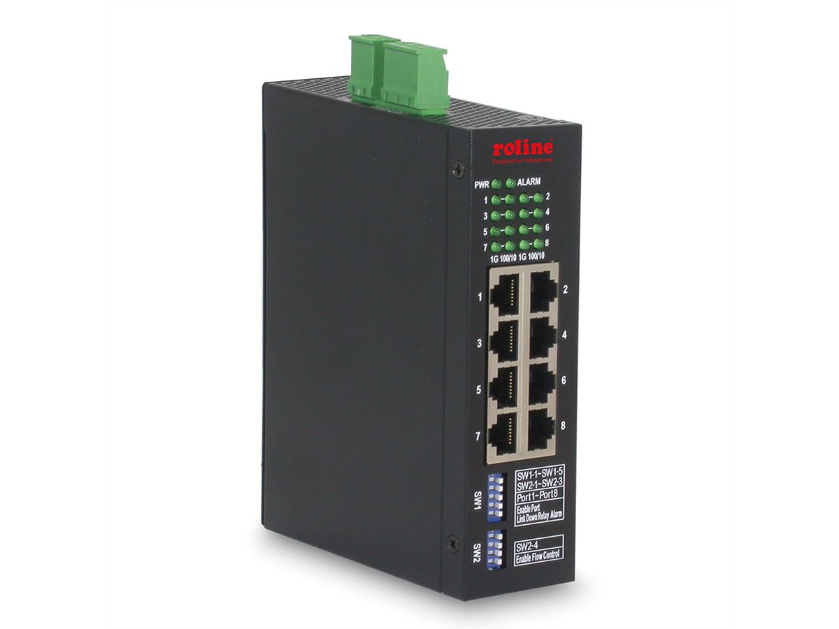 ROLINE Industrial Gigabit Ethernet Switch, 8 Ports, Web Managed