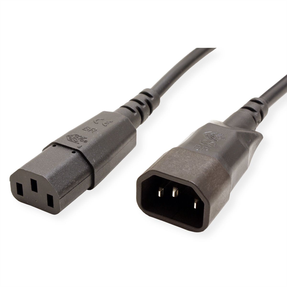 BACHMANN Kaltgeräte Kabel C13-C14, H05VV-F 3G1,0mm², schwarz, 1 m