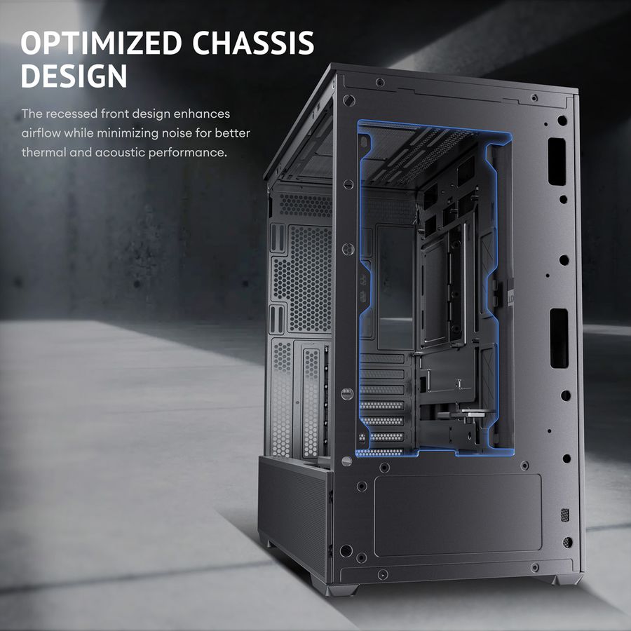 ANTEC FLUX Rear ATX/Micro-ATX/ITX Midi Tower PC Gehäuse , schwarz