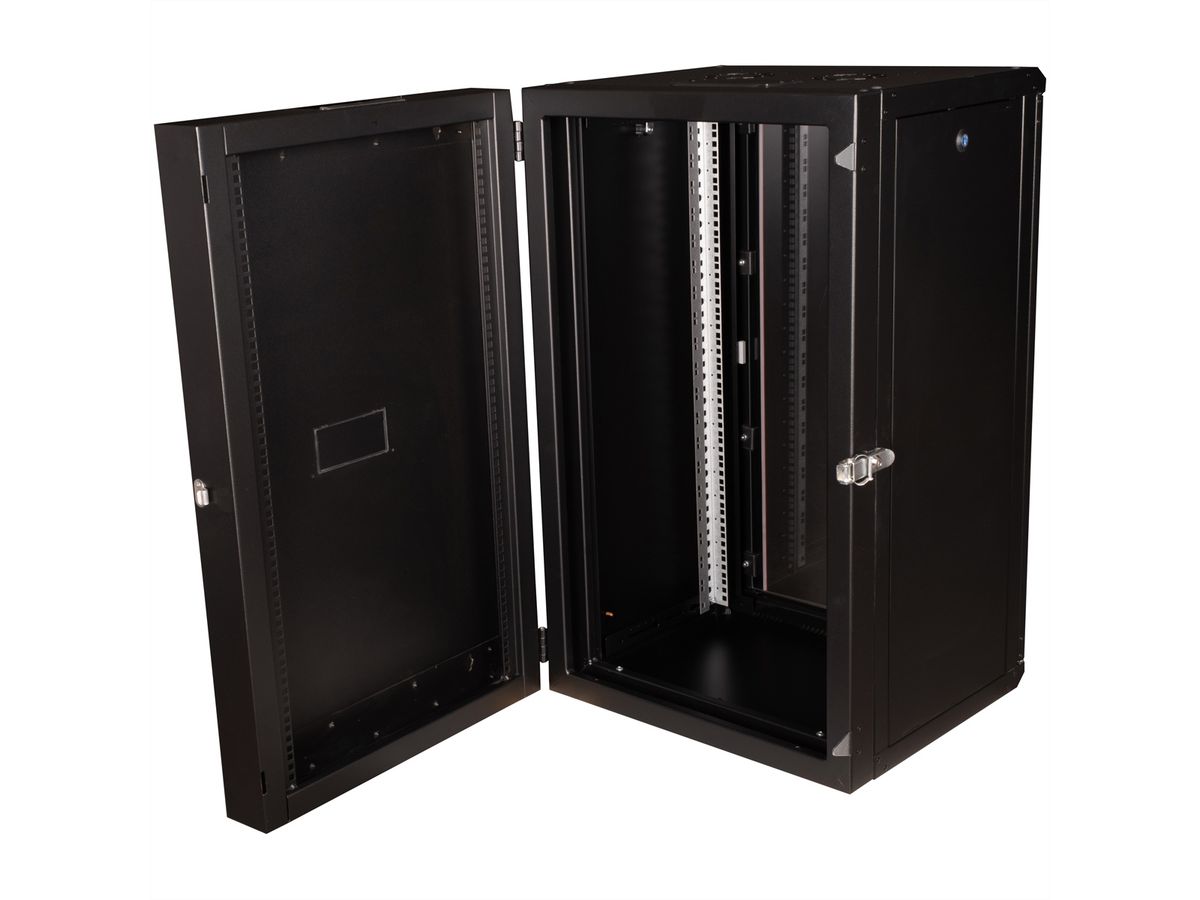 ROLINE 19-Zoll Wandgehäuse Pro 20 HE, 600x600 BxT zweiteilig schwenkbar schwarz