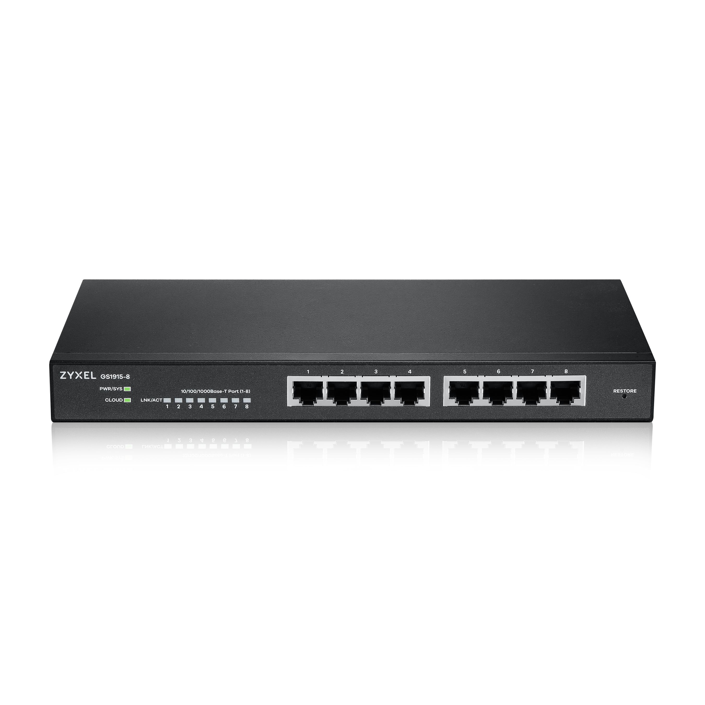 Zyxel GS1915-8 Managed L2 Gigabit Ethernet (10/100/1000) Schwarz