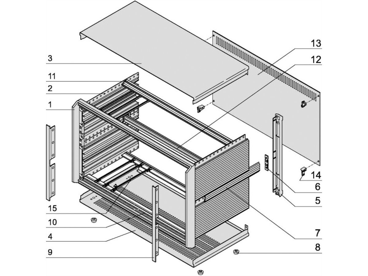 SCHROFF Komplettgehäuse, ungeschirmt - PROPAC PRO GEH.3HE 28TE 266T