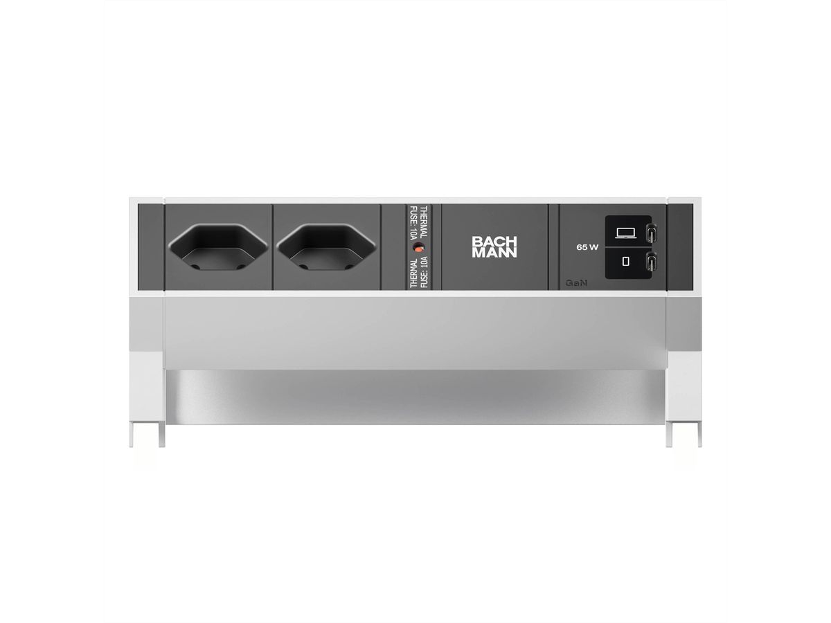 BACHMANN DESK2 2xCH 90° 1xUSB C/C 65W, L=0,2m INOX
